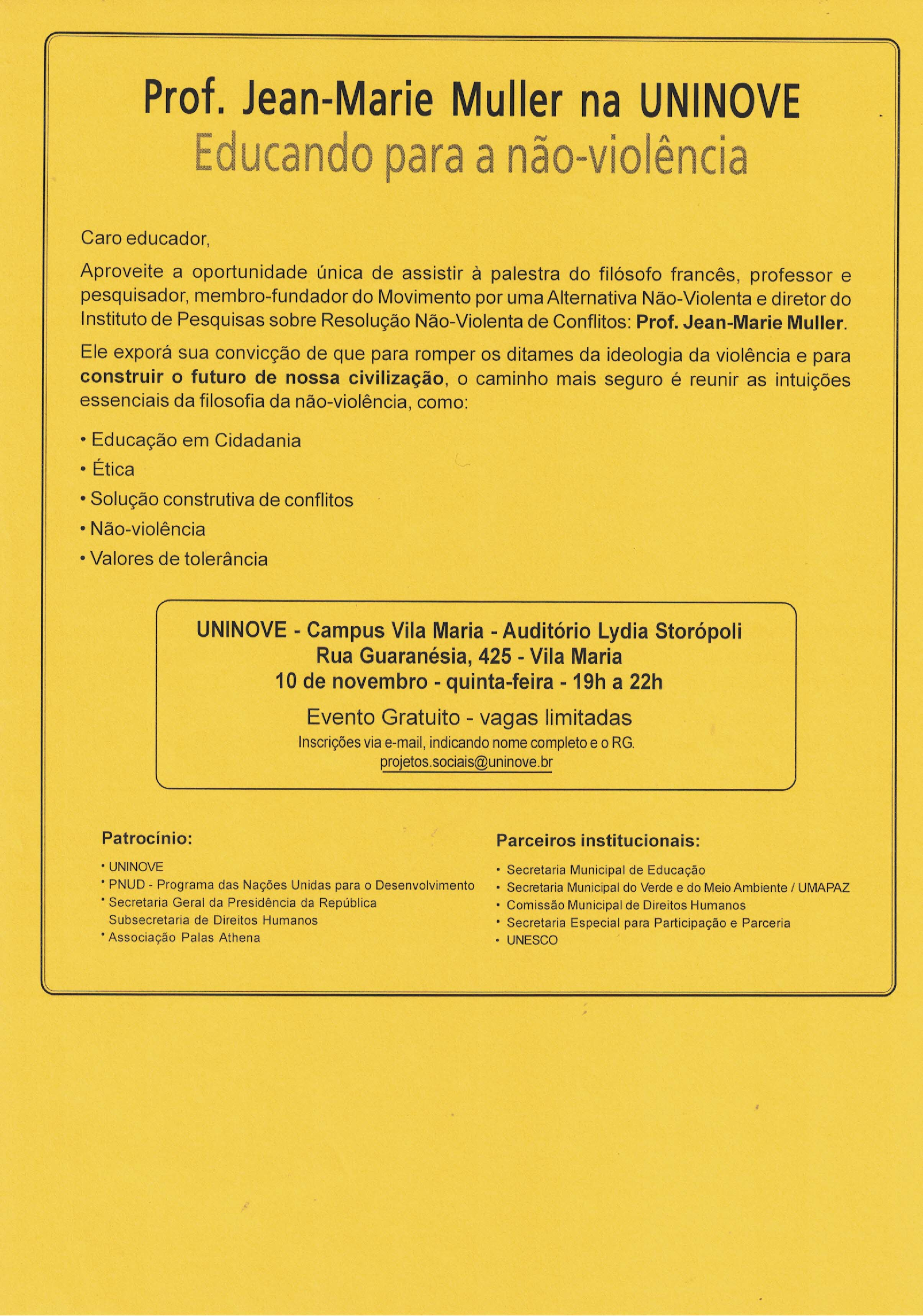 flyer Jean-Marie Muller UNINOVE